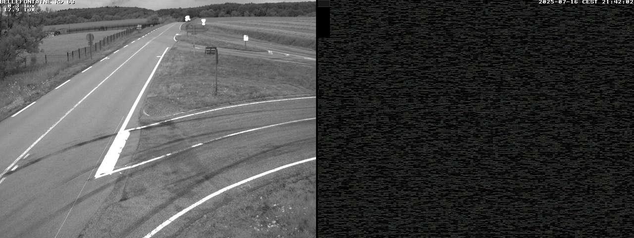 Webcam à Bellefontaine dans les Vosges à 552 mètres d'altitude sur la D63, à la jonction avec la D20A
