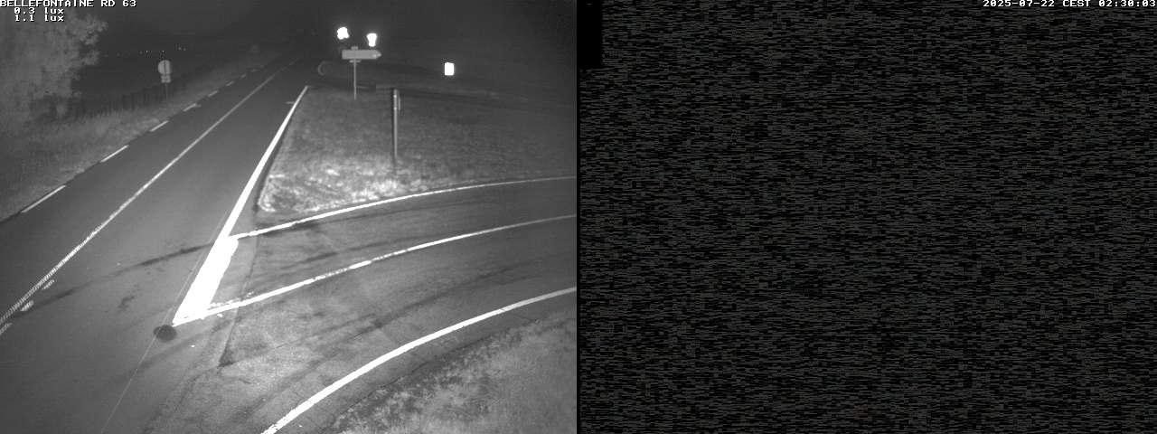 Webcam à Bellefontaine dans les Vosges à 552 mètres d'altitude sur la D63, à la jonction avec la D20A