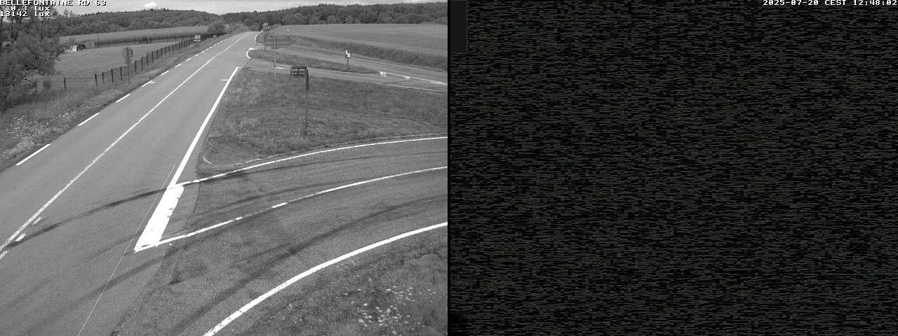 Webcam à Bellefontaine dans les Vosges à 552 mètres d'altitude sur la D63, à la jonction avec la D20A