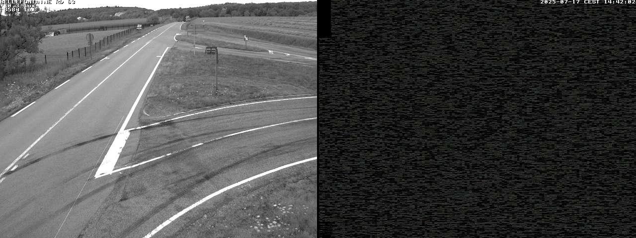 Webcam à Bellefontaine dans les Vosges à 552 mètres d'altitude sur la D63, à la jonction avec la D20A