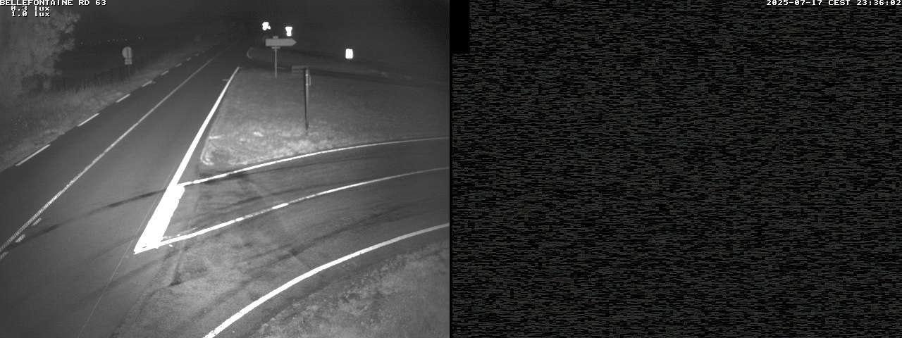 Webcam à Bellefontaine dans les Vosges à 552 mètres d'altitude sur la D63, à la jonction avec la D20A