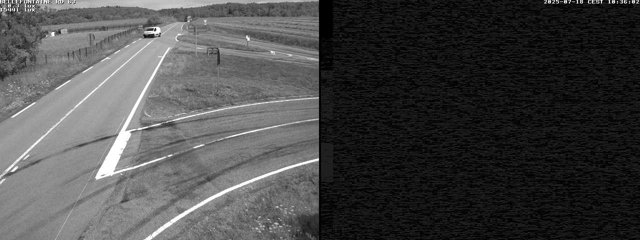 Webcam à Bellefontaine dans les Vosges à 552 mètres d'altitude sur la D63, à la jonction avec la D20A