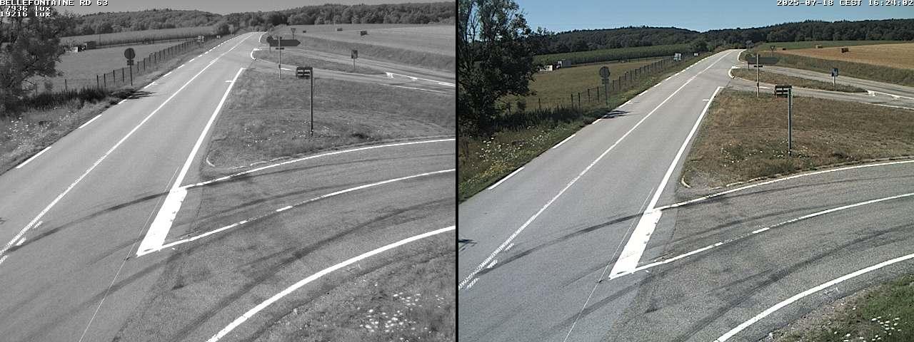 Webcam à Bellefontaine dans les Vosges à 552 mètres d'altitude sur la D63, à la jonction avec la D20A