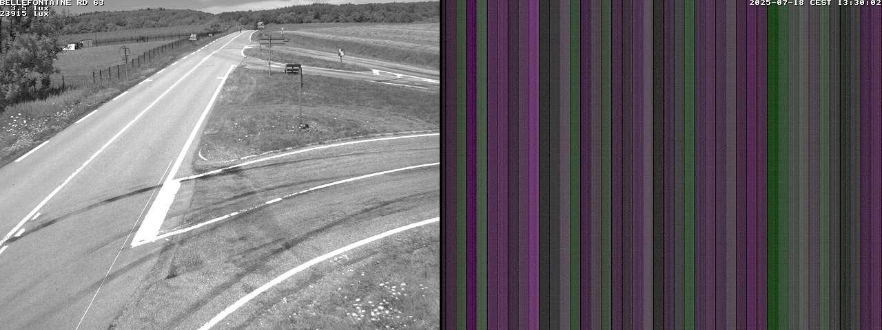 Webcam à Bellefontaine dans les Vosges à 552 mètres d'altitude sur la D63, à la jonction avec la D20A