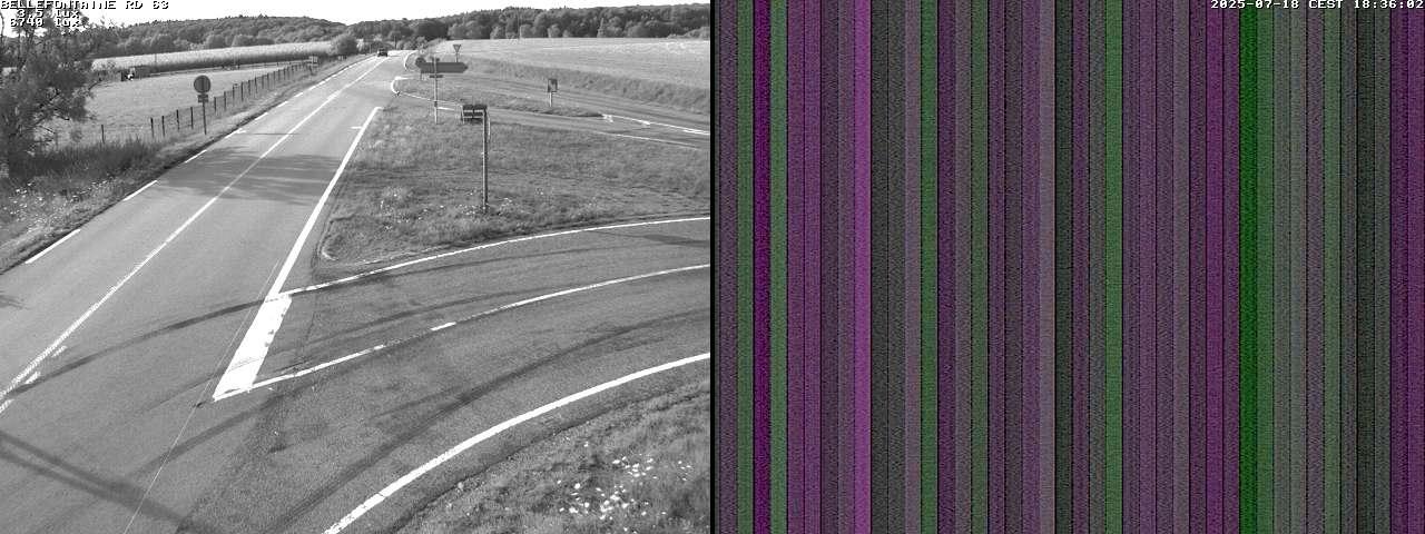 Webcam à Bellefontaine dans les Vosges à 552 mètres d'altitude sur la D63, à la jonction avec la D20A