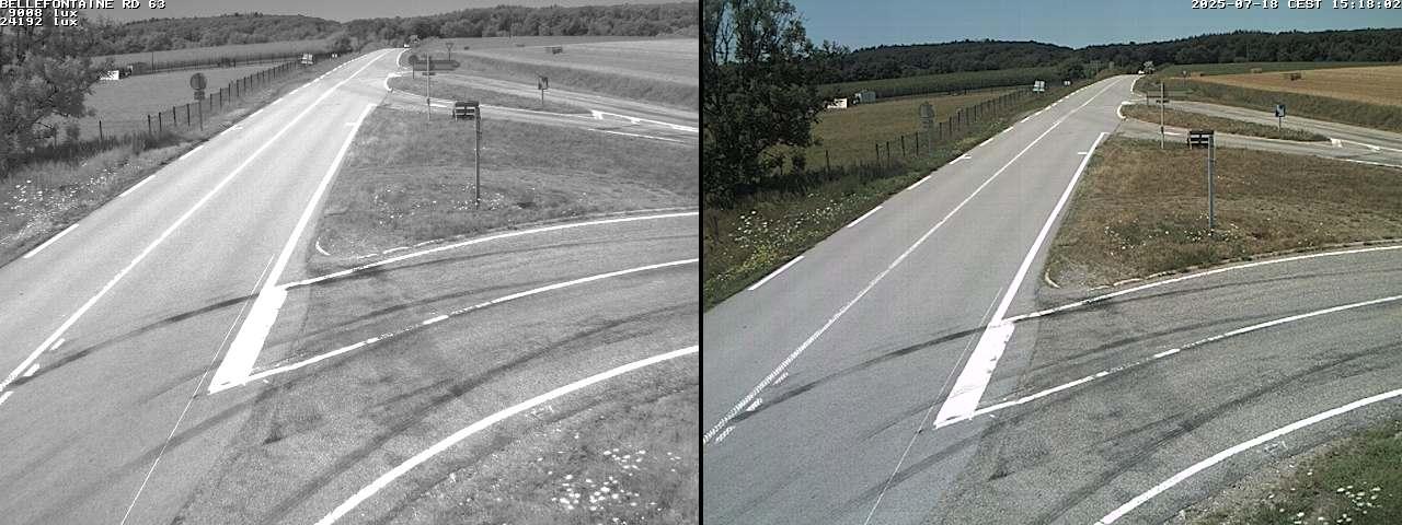 Webcam à Bellefontaine dans les Vosges à 552 mètres d'altitude sur la D63, à la jonction avec la D20A