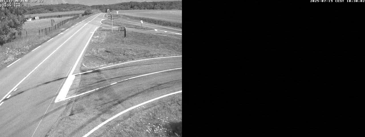 Webcam à Bellefontaine dans les Vosges à 552 mètres d'altitude sur la D63, à la jonction avec la D20A