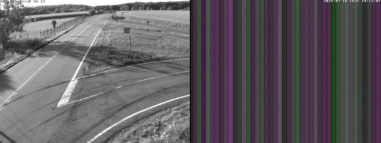 Webcam à Bellefontaine dans les Vosges à 552 mètres d'altitude sur la D63, à la jonction avec la D20A