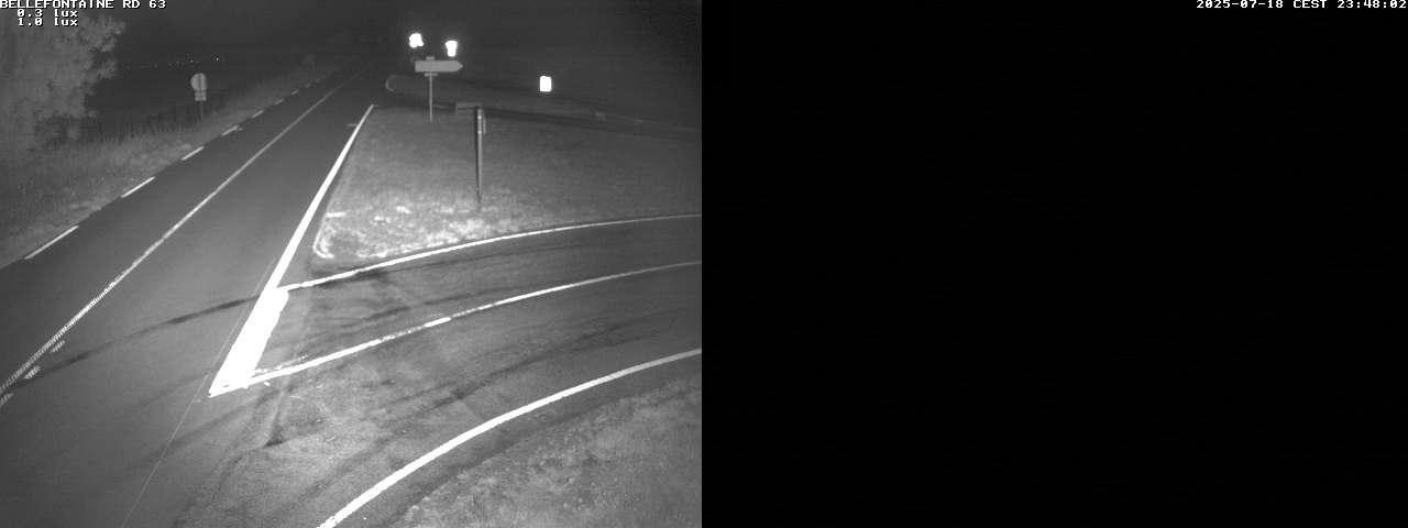 Webcam à Bellefontaine dans les Vosges à 552 mètres d'altitude sur la D63, à la jonction avec la D20A