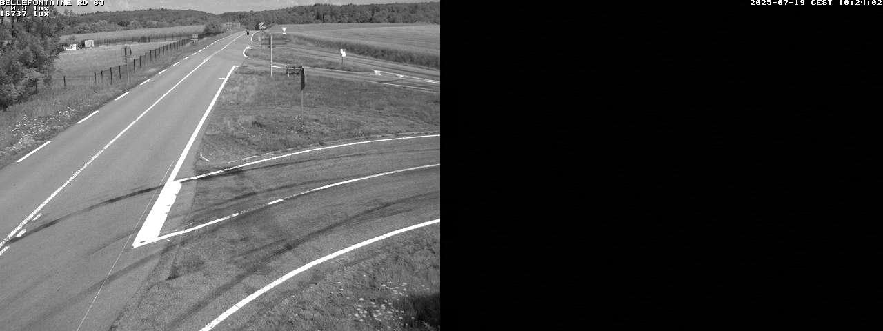 Webcam à Bellefontaine dans les Vosges à 552 mètres d'altitude sur la D63, à la jonction avec la D20A