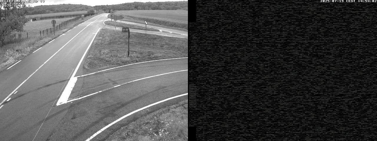 Webcam à Bellefontaine dans les Vosges à 552 mètres d'altitude sur la D63, à la jonction avec la D20A