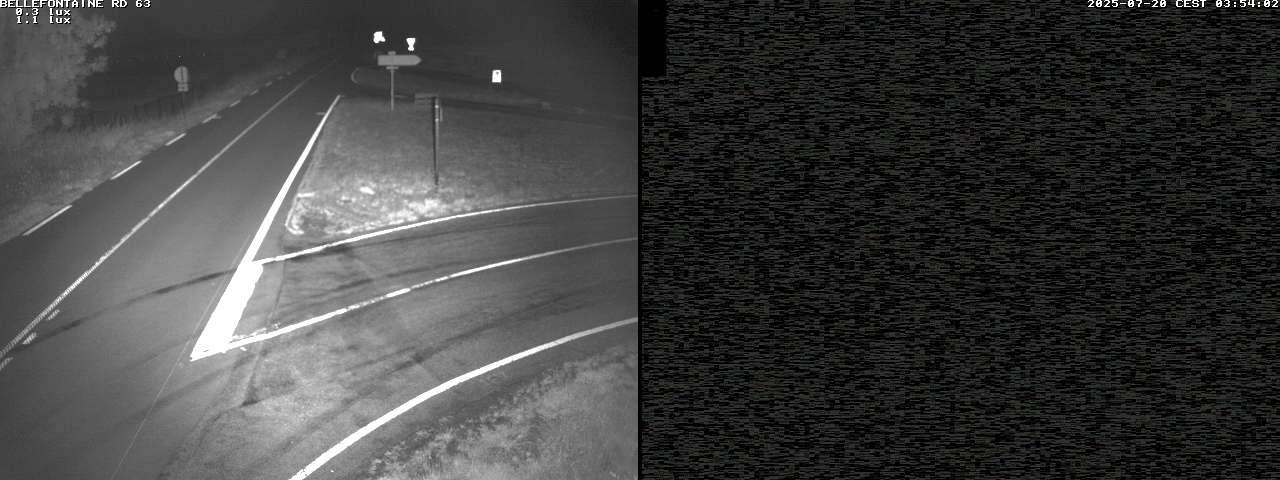 Webcam à Bellefontaine dans les Vosges à 552 mètres d'altitude sur la D63, à la jonction avec la D20A