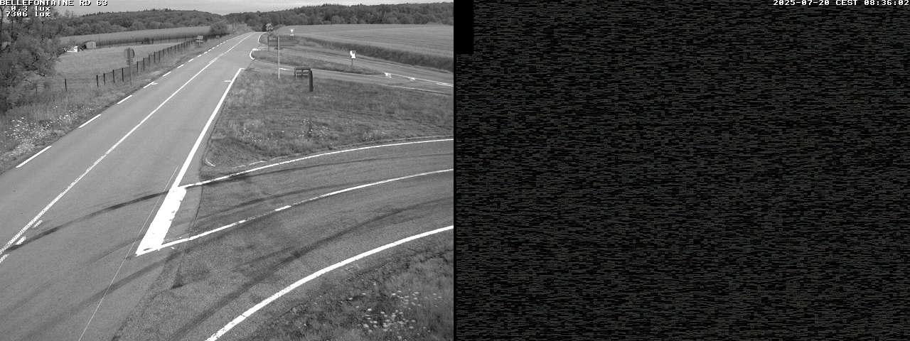 Webcam à Bellefontaine dans les Vosges à 552 mètres d'altitude sur la D63, à la jonction avec la D20A