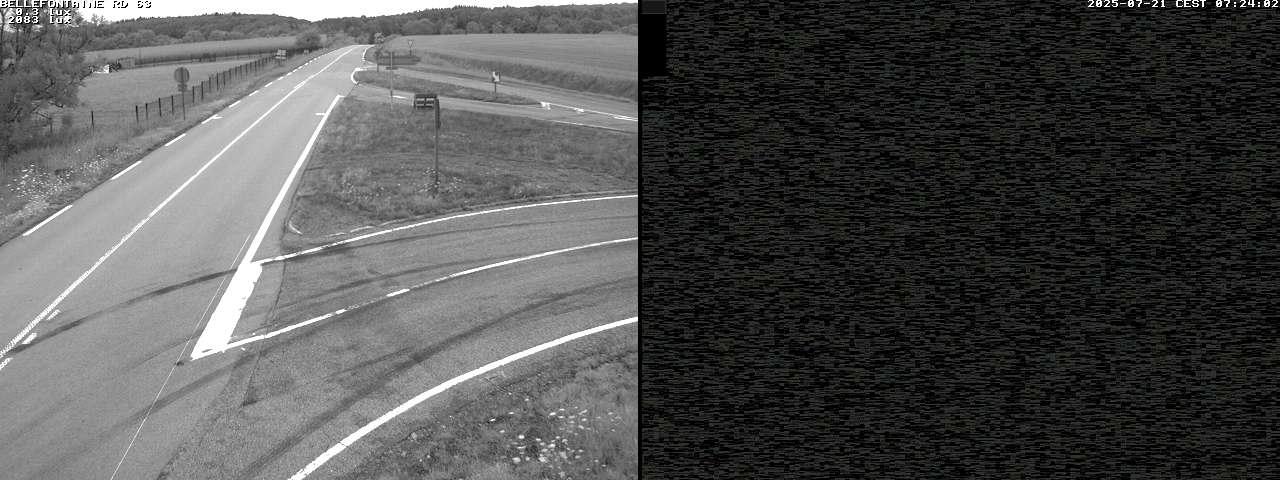 Webcam à Bellefontaine dans les Vosges à 552 mètres d'altitude sur la D63, à la jonction avec la D20A