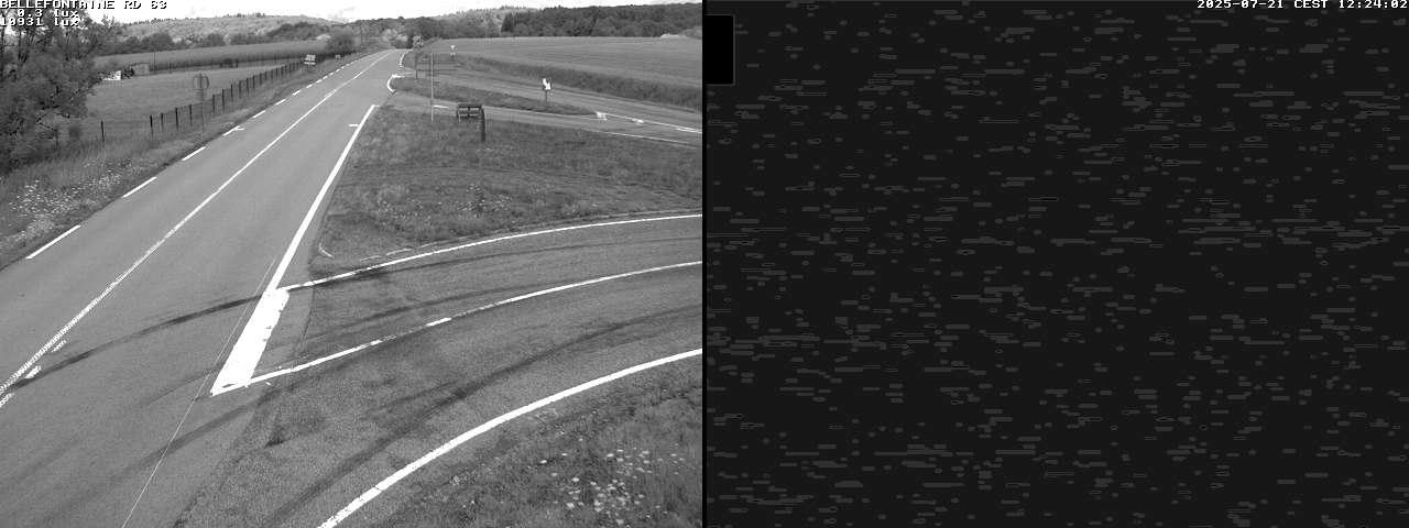 Webcam à Bellefontaine dans les Vosges à 552 mètres d'altitude sur la D63, à la jonction avec la D20A