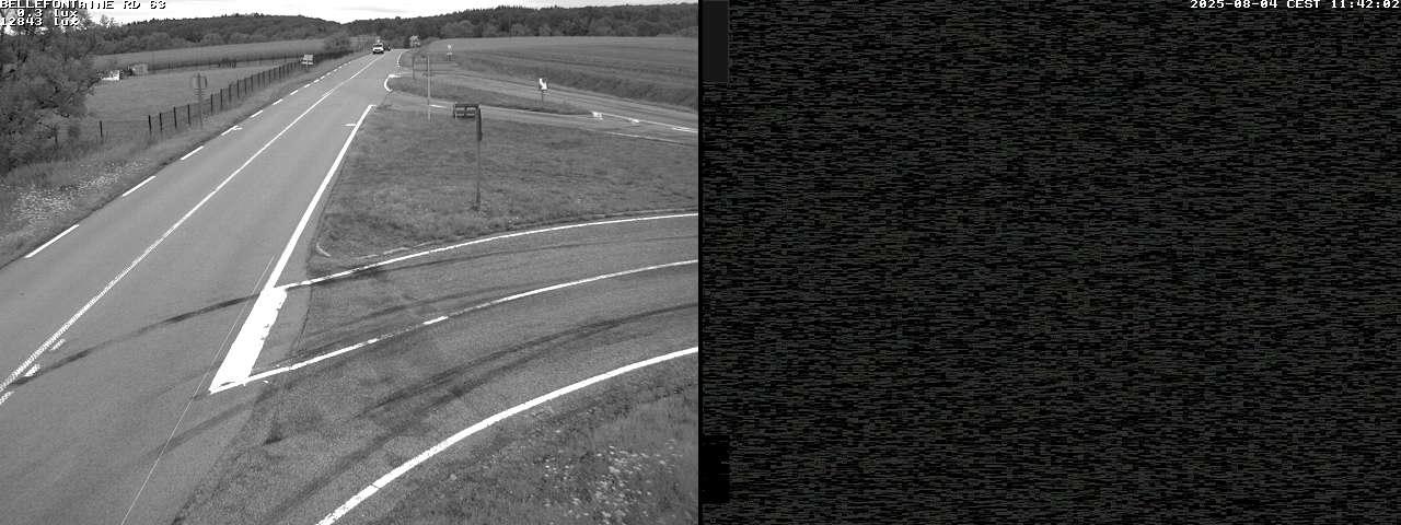 Webcam à Bellefontaine dans les Vosges à 552 mètres d'altitude sur la D63, à la jonction avec la D20A