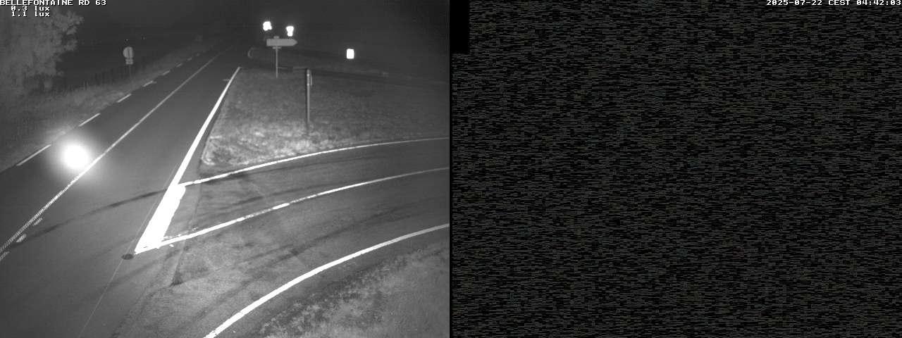 Webcam à Bellefontaine dans les Vosges à 552 mètres d'altitude sur la D63, à la jonction avec la D20A