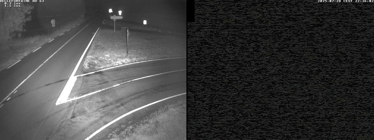 Webcam à Bellefontaine dans les Vosges à 552 mètres d'altitude sur la D63, à la jonction avec la D20A