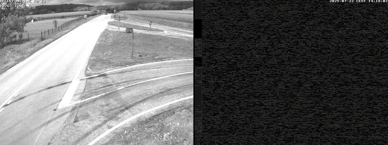 Webcam à Bellefontaine dans les Vosges à 552 mètres d'altitude sur la D63, à la jonction avec la D20A