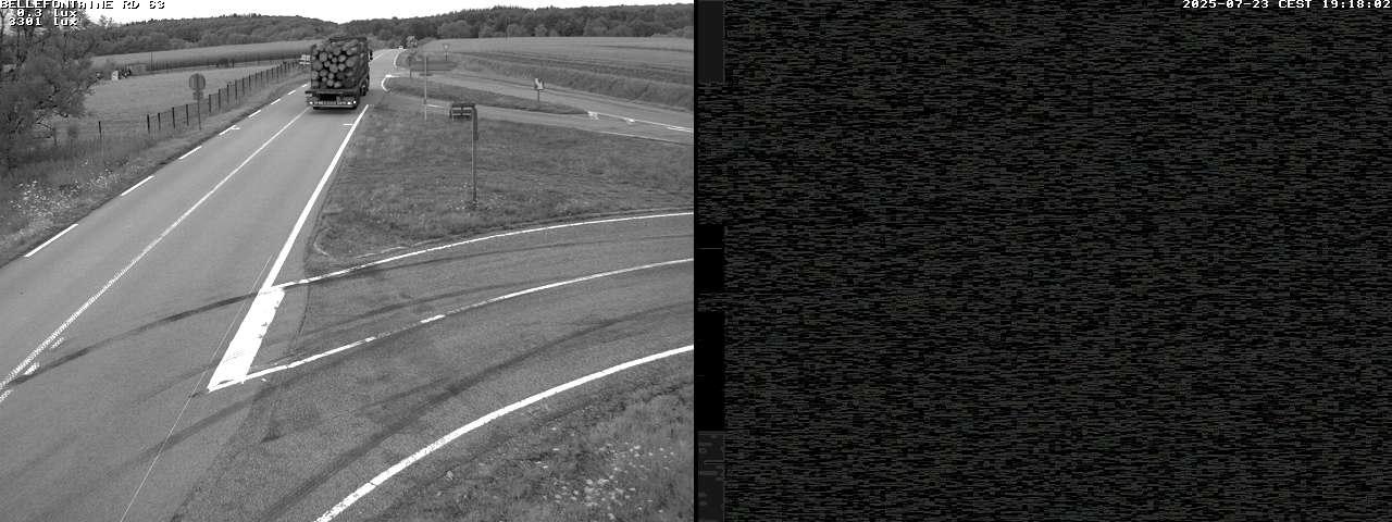 Webcam à Bellefontaine dans les Vosges à 552 mètres d'altitude sur la D63, à la jonction avec la D20A