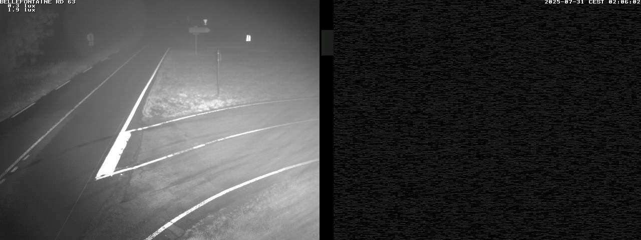 Webcam à Bellefontaine dans les Vosges à 552 mètres d'altitude sur la D63, à la jonction avec la D20A