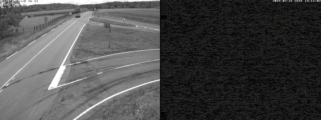 Webcam à Bellefontaine dans les Vosges à 552 mètres d'altitude sur la D63, à la jonction avec la D20A