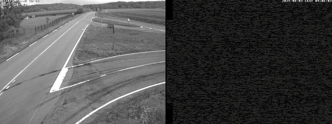 Webcam à Bellefontaine dans les Vosges à 552 mètres d'altitude sur la D63, à la jonction avec la D20A