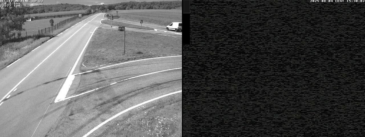Webcam à Bellefontaine dans les Vosges à 552 mètres d'altitude sur la D63, à la jonction avec la D20A