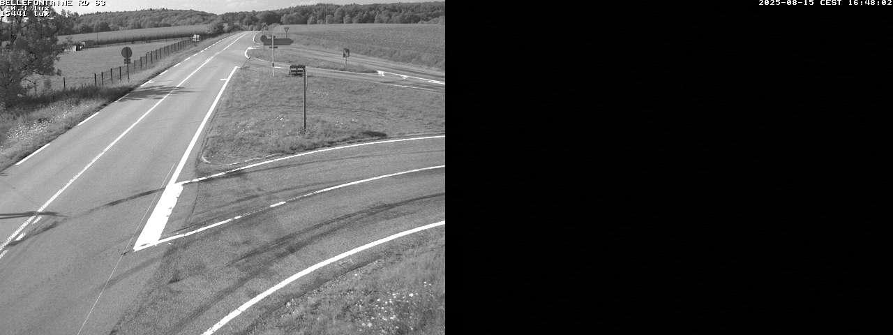 Webcam à Bellefontaine dans les Vosges à 552 mètres d'altitude sur la D63, à la jonction avec la D20A