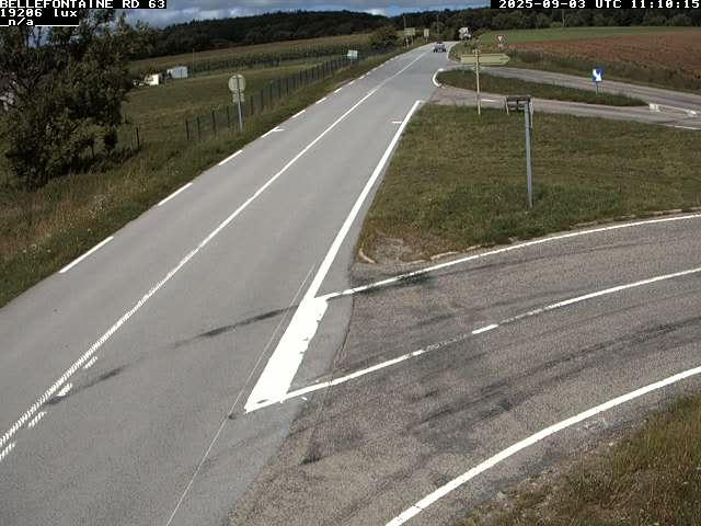 Webcam à Bellefontaine dans les Vosges à 552 mètres d'altitude sur la D63, à la jonction avec la D20A