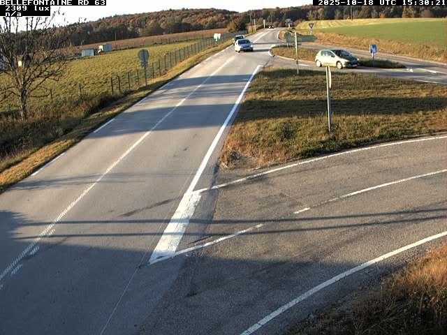 Webcam à Bellefontaine dans les Vosges à 552 mètres d'altitude sur la D63, à la jonction avec la D20A