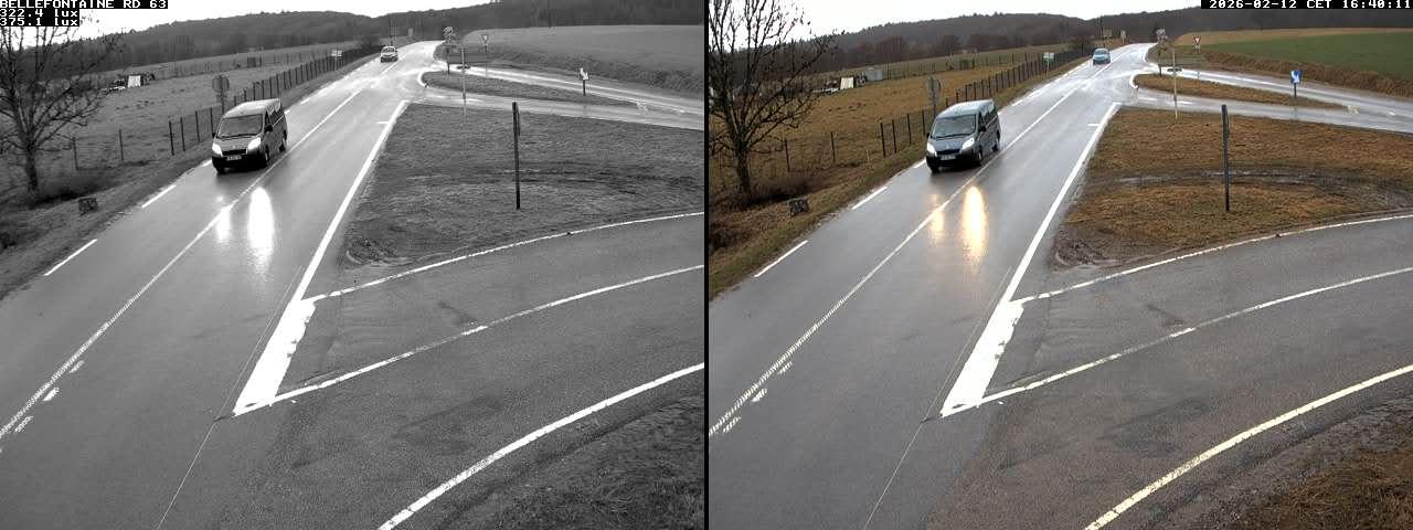 Webcam à Bellefontaine dans les Vosges à 552 mètres d'altitude sur la D63, à la jonction avec la D20A