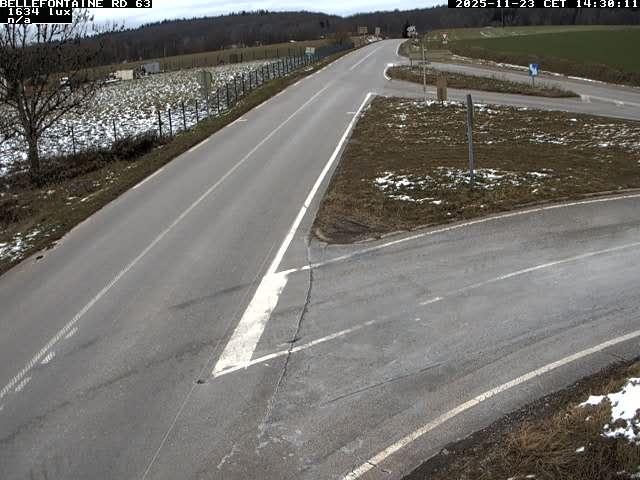 Webcam à Bellefontaine dans les Vosges à 552 mètres d'altitude sur la D63, à la jonction avec la D20A