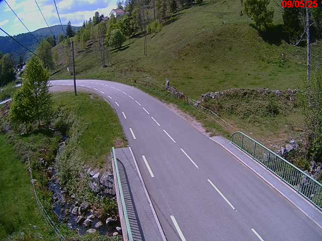 Webcam en haut du col d'Oderen sur la D43 à 830 mètres d'altitude dans les Vosges