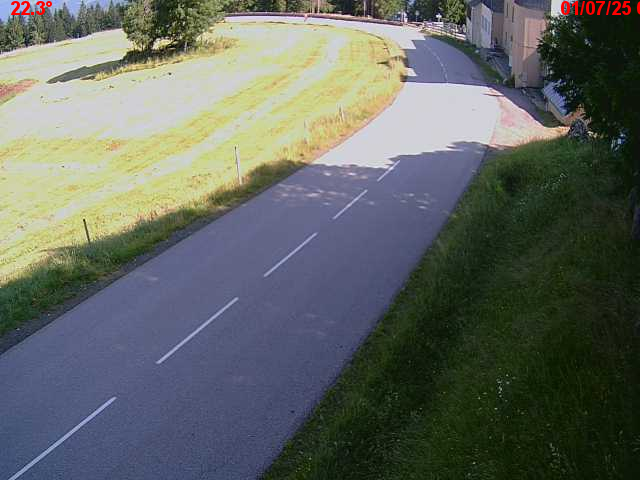 Webcam en haut du col du Ballon d'Alsace sur la D465 à 1075 mètres d'altitude dans les Vosges