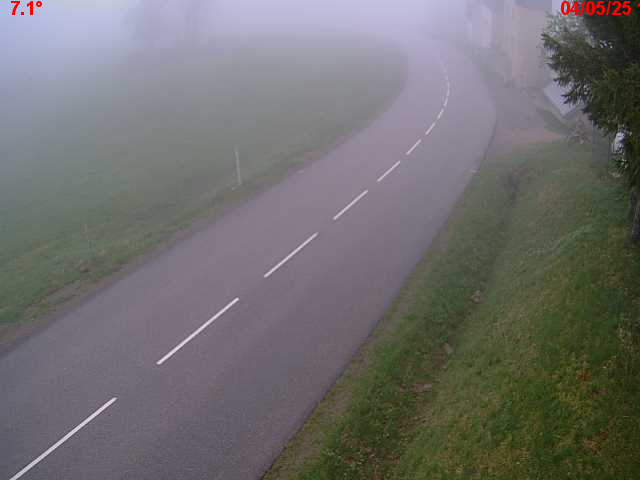 Webcam en haut du col du Ballon d'Alsace sur la D465 à 1075 mètres d'altitude dans les Vosges