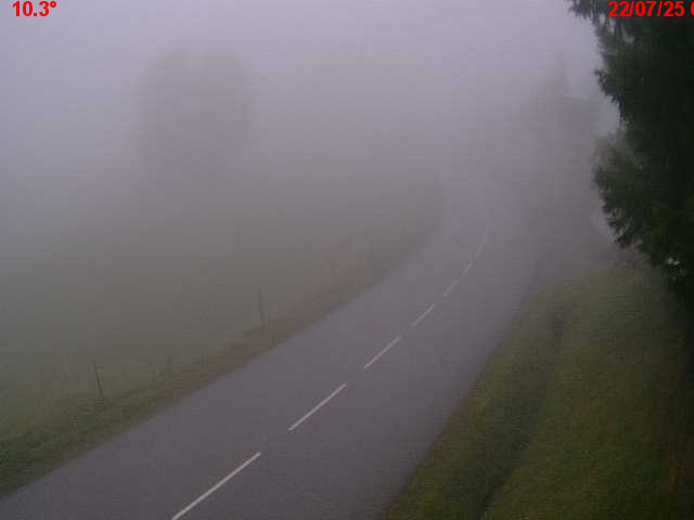 Webcam en haut du col du Ballon d'Alsace sur la D465 à 1075 mètres d'altitude dans les Vosges