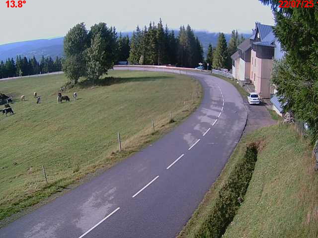 Webcam en haut du col du Ballon d'Alsace sur la D465 à 1075 mètres d'altitude dans les Vosges