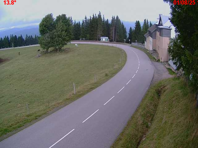 Webcam en haut du col du Ballon d'Alsace sur la D465 à 1075 mètres d'altitude dans les Vosges