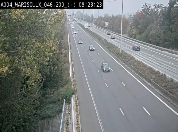 <h2>Webcam sur l'E411 à proximité de la jonction avec l'E42 à Warisoulx. Vue orientée vers le nord</h2>