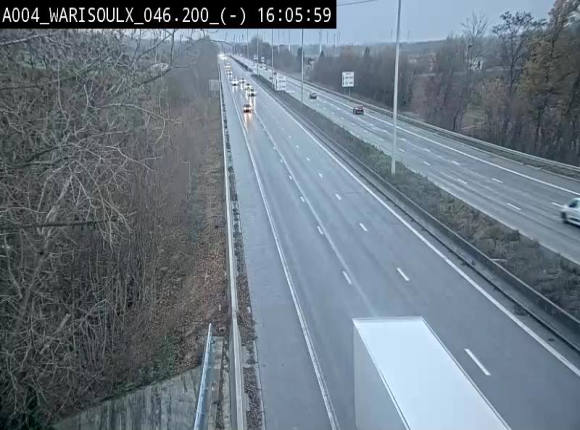 Webcam sur l'E411 à proximité de la jonction avec l'E42 à Warisoulx. Vue orientée vers le nord