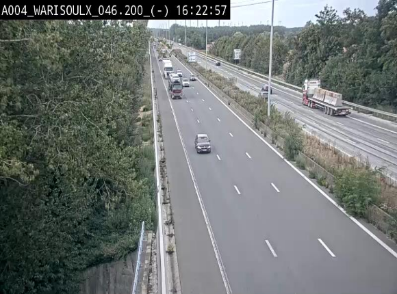 Webcam sur l'E411 à proximité de la jonction avec l'E42 à Warisoulx. Vue orientée vers le nord