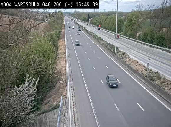 Webcam sur l'E411 à proximité de la jonction avec l'E42 à Warisoulx. Vue orientée vers le nord
