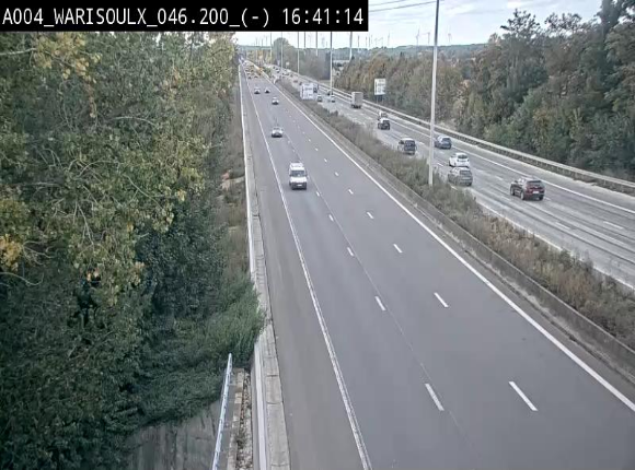 <h2>Webcam sur l'E411 à proximité de la jonction avec l'E42 à Warisoulx. Vue orientée vers le nord</h2>