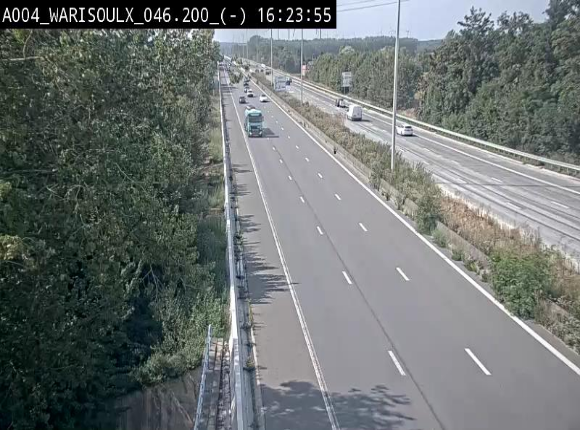 <h2>Webcam sur l'E411 à proximité de la jonction avec l'E42 à Warisoulx. Vue orientée vers le nord</h2>
