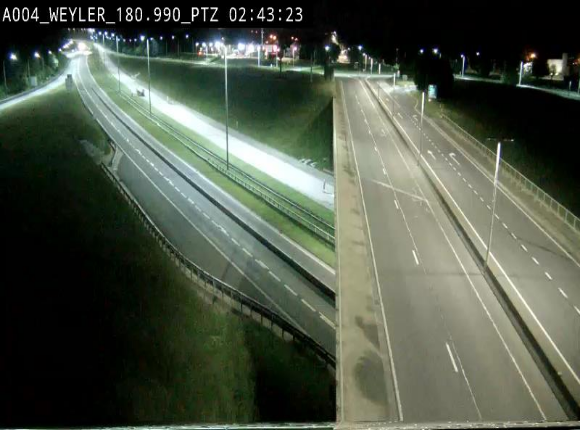 Webcam à la jonction entre la N81 et l'E411 à hauteur de la sortie 32 Longwy/Messancy à Arlon. Vue orientée vers Bruxelles