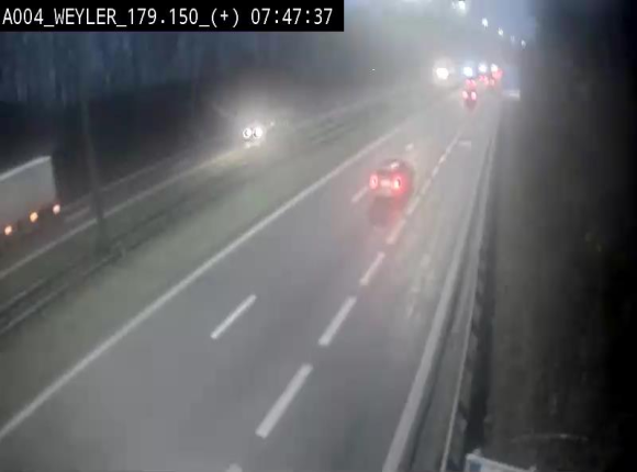 Webcam entre la sortie Arlon et la sortie Weyler sur l'E411. Vue orientée vers Luxembourg
