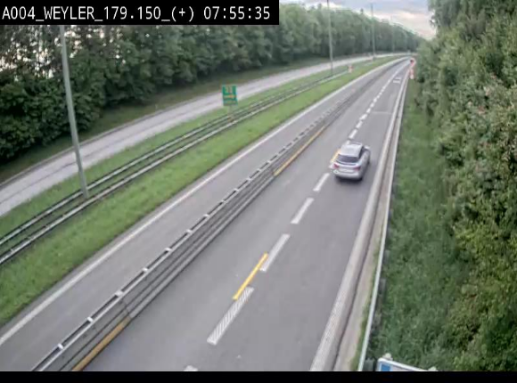 Webcam entre la sortie Arlon et la sortie Weyler sur l'E411. Vue orientée vers Luxembourg