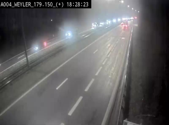 Webcam entre la sortie Arlon et la sortie Weyler sur l'E411. Vue orientée vers Luxembourg