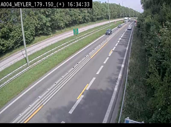 Webcam entre la sortie Arlon et la sortie Weyler sur l'E411. Vue orientée vers Luxembourg